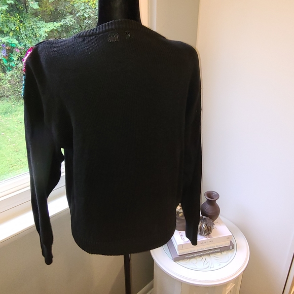 Vintage Margules black sweater with sequines Sz L - Picture 3 of 9